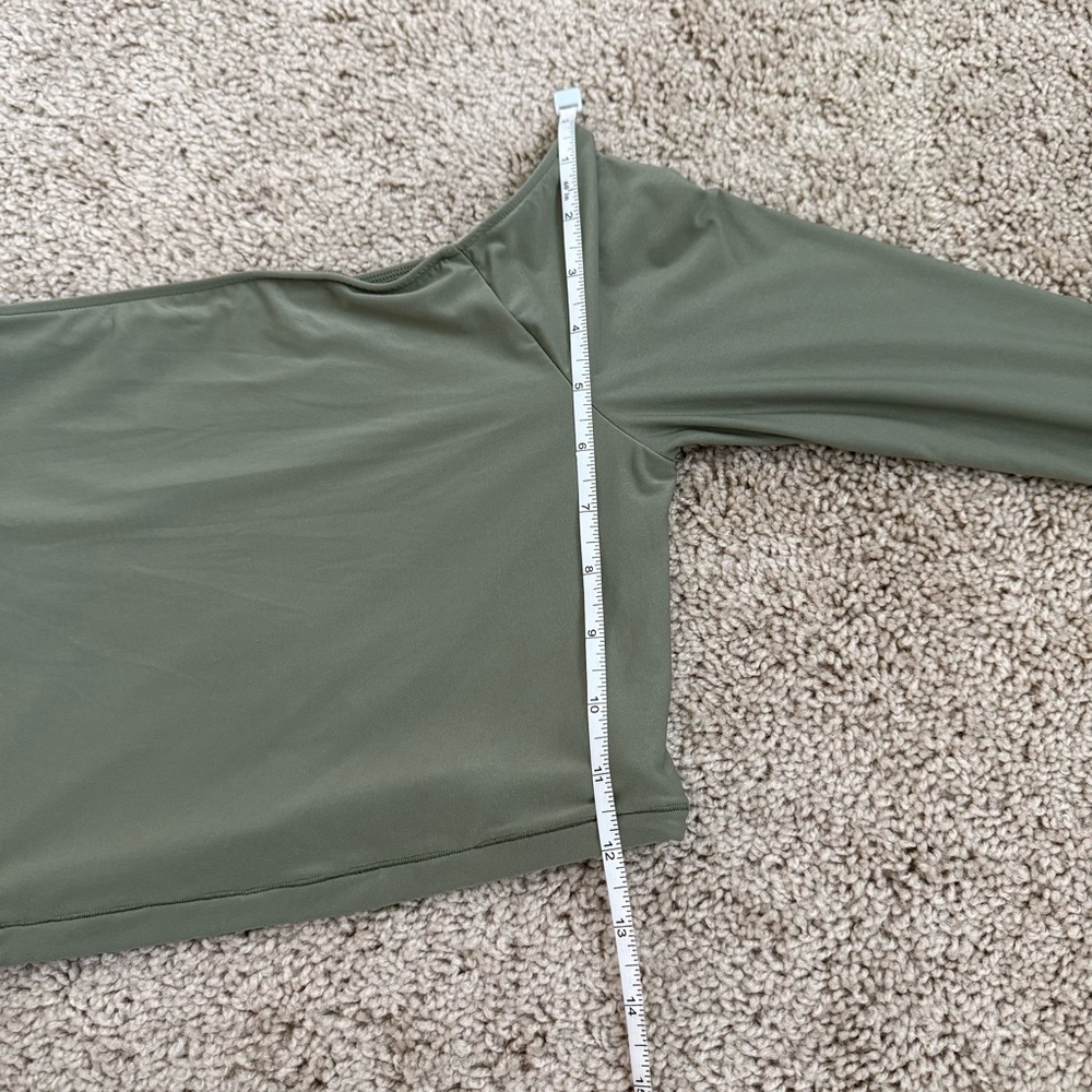 Smoothez by Aerie Off The Shoulder Long Sleeve Crop Top Green‎ Size Medium - Picture 5 of 6